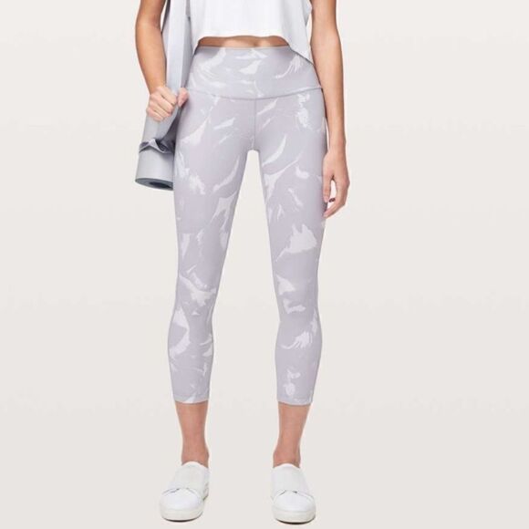 Lululemon Wunder Under High Rise Tight Luxtreme Flower Pop White Silver - Picture 1 of 14